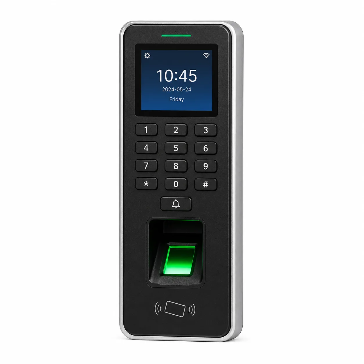 Access control keypad device on a wall