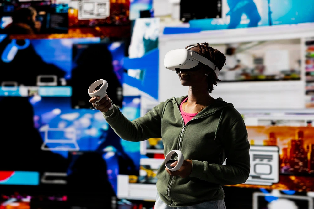 Virtual reality training scene representing AI in education