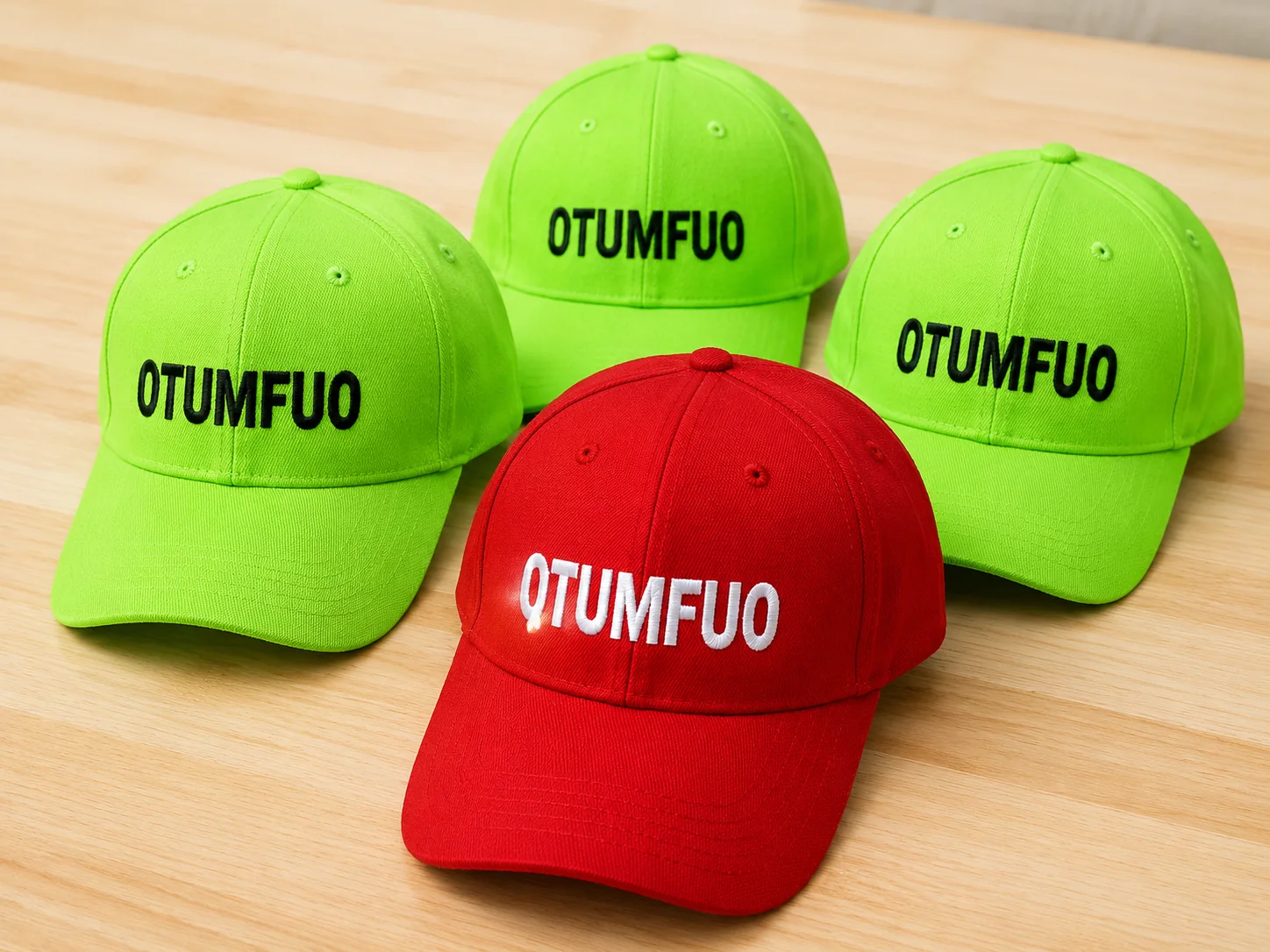 Custom embroidered caps with text branding