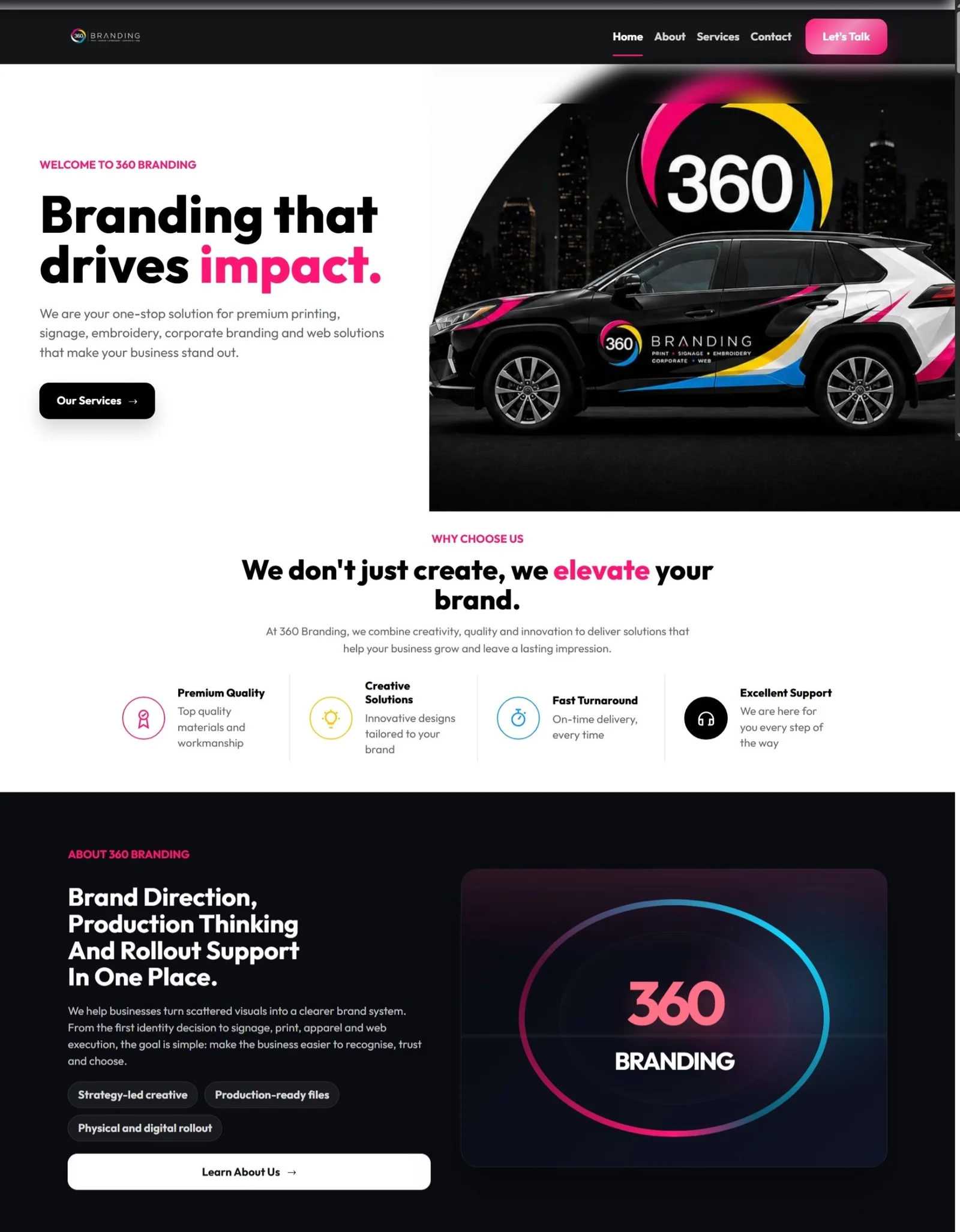360 Branding website screenshot