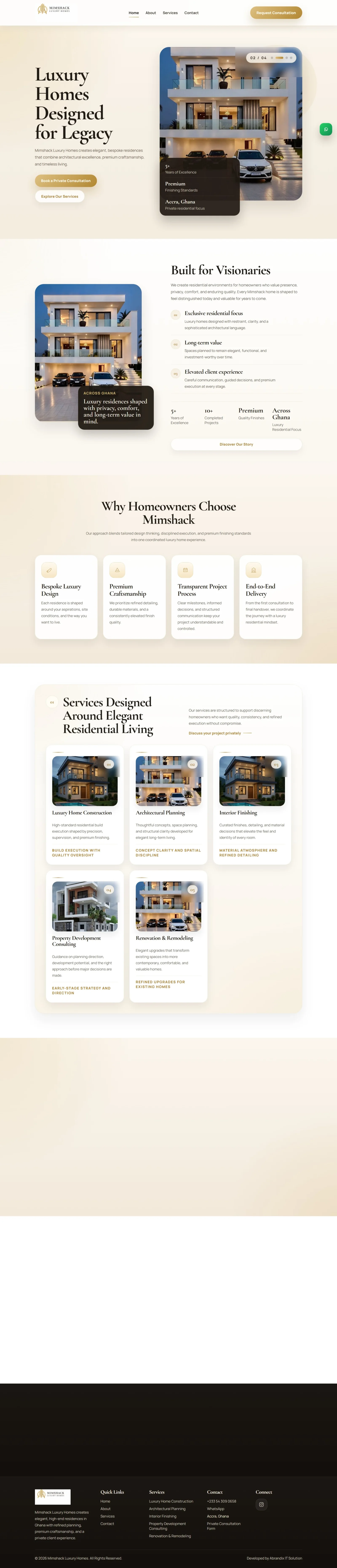 Mimshack Luxury Homes website screenshot