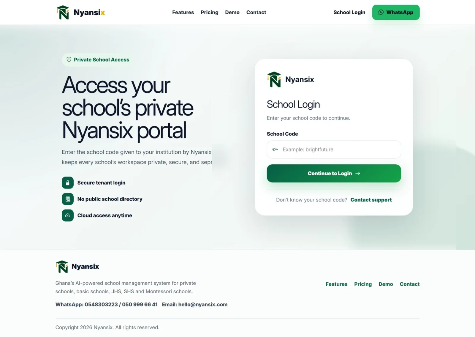 Nyansix school management software screenshot